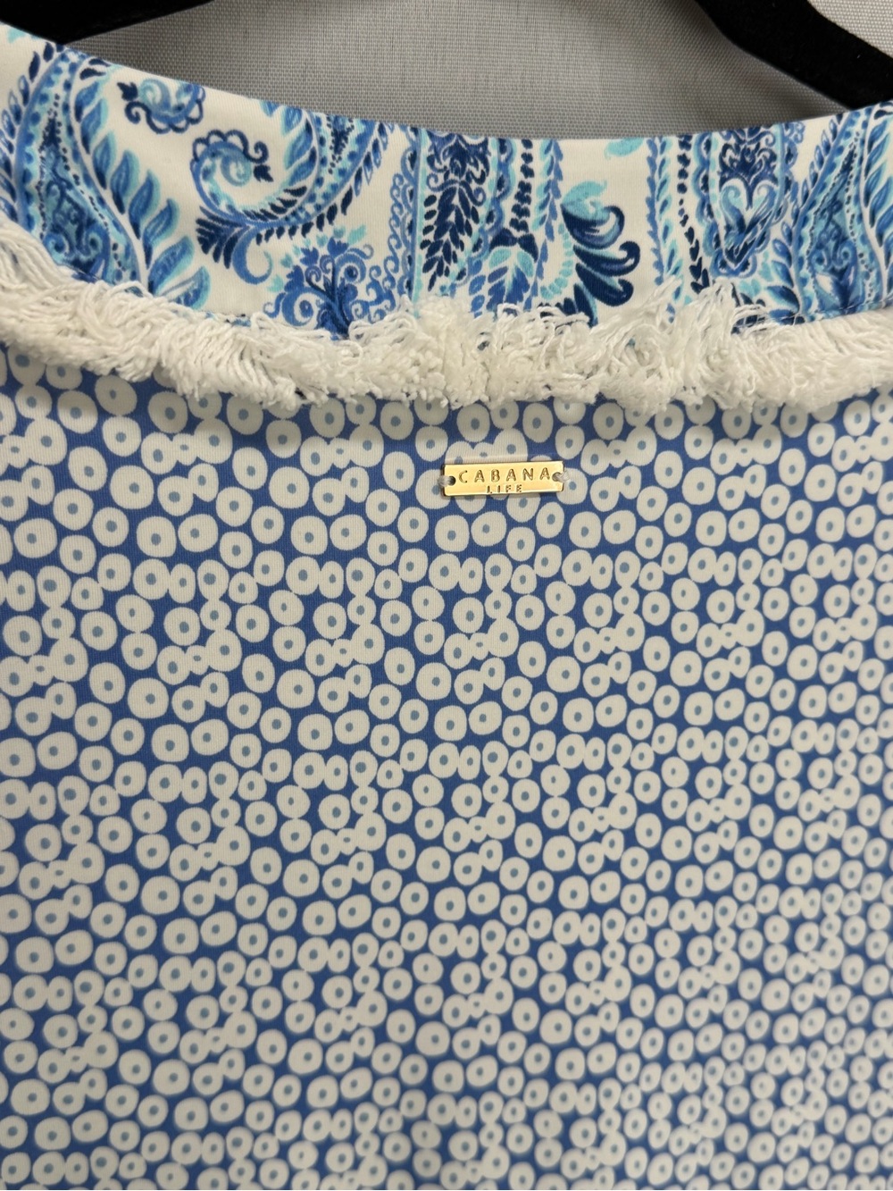 Cabana Life Aruba Blues Sleeveless Fringe Tunic Dress Pockets Large - Picture 6 of 8